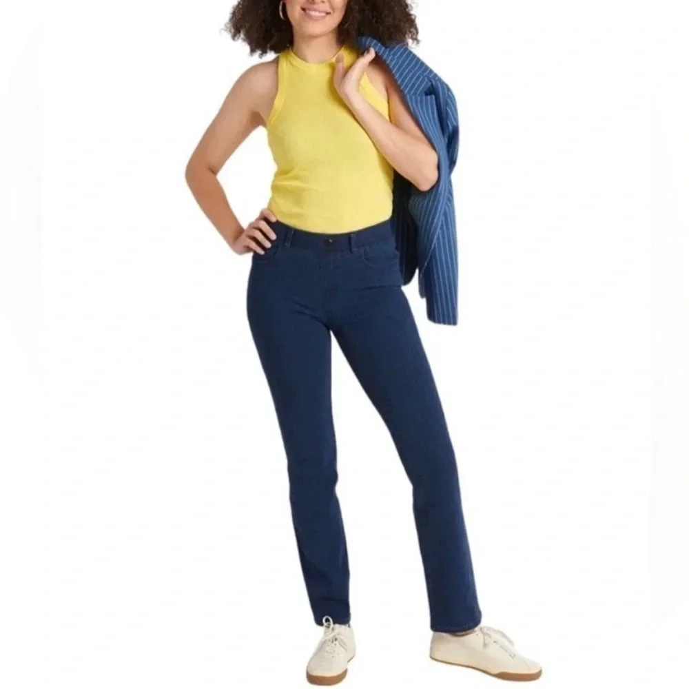 Betabrand Straight Leg Yoga Denim Jeans Size Petite Large
